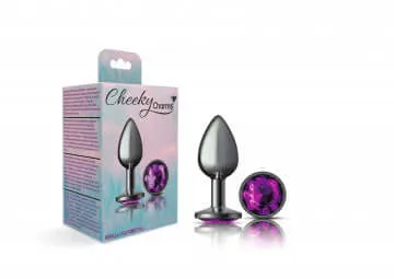 Anal Viben Cheeky Charms Round Purple Small Gunmetal Butt Plug