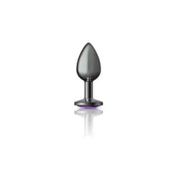 Anal Viben Cheeky Charms Round Purple Small Gunmetal Butt Plug