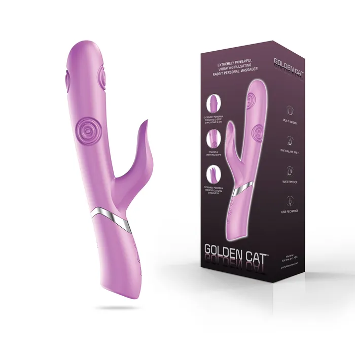 Female Sex Toys GZLPM Golden Cat Vibrating Rabbit Personal Massager Plum