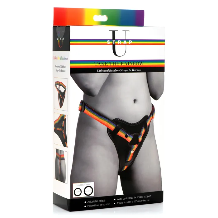 Female Sex Toys XR Brands Rainbow Strap On Harness With Silicone Orings