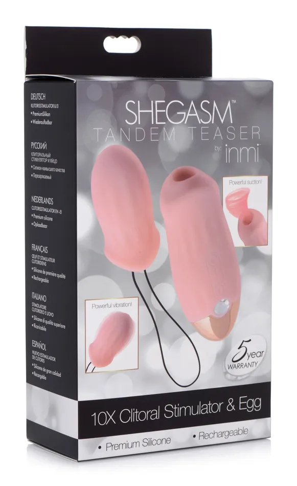 Female Sex Toys XR Brands Shegasm Tandem Teaser Clitoral Stimulator With Bonus Egg Vibe