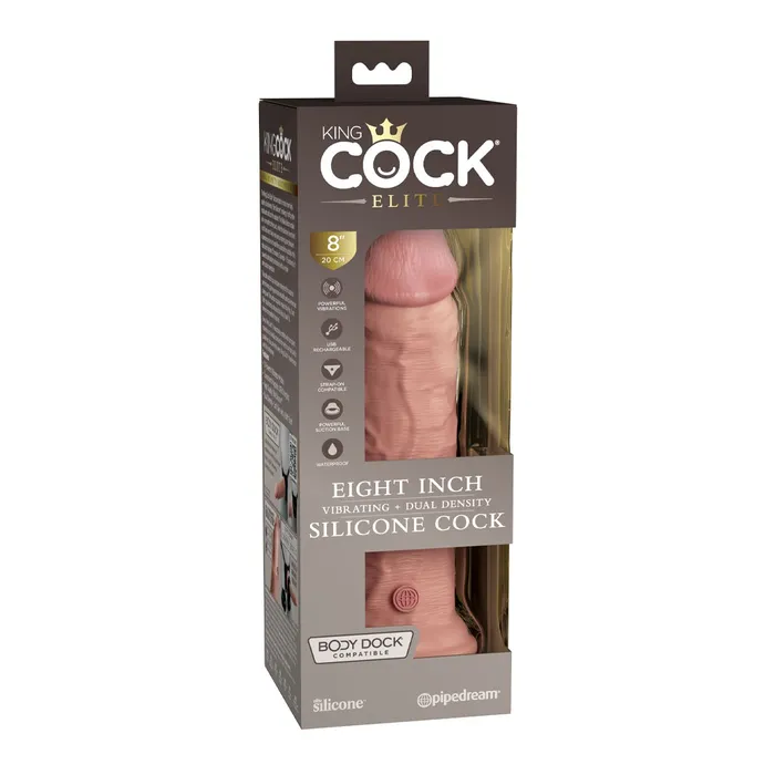 Female Sex Toys Pipedream Products King Cock Elite 8 Inch Silicone Vibrating Dual Density Vibrator